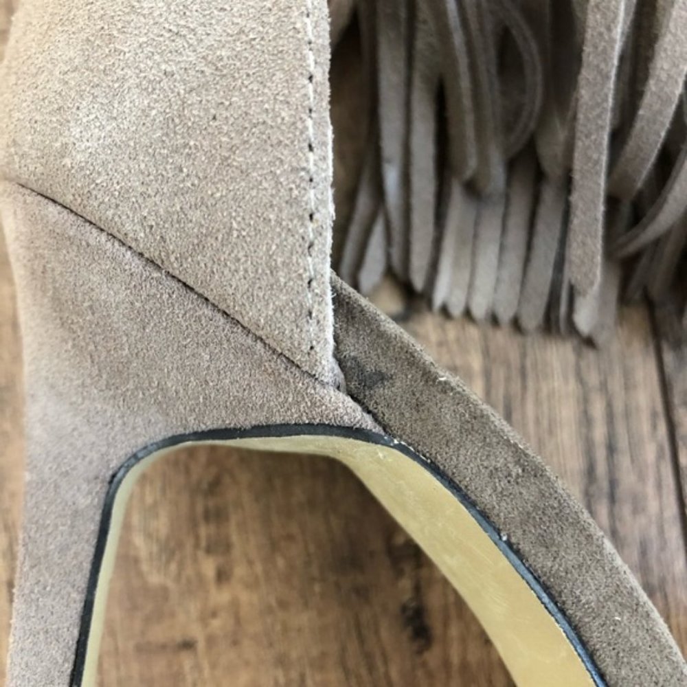 SOLD New Steve Madden Melia Fringe Heels Taupe - Picture 8 of 8